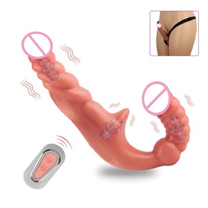 CF-S9135 G-Spot Double-Ended Adult Sex Toys with 10 Modes Strap-on Dildo <b>Vibrator</b> with <b>Remote</b> Control for Women Lesbian Couples - Product Image 1