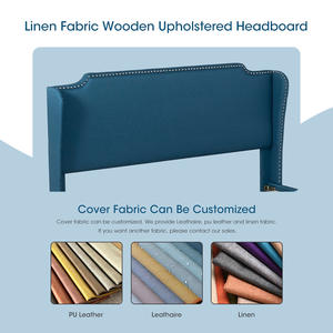 Vente en gros de plate-forme à <span class=keywords><strong>lattes</strong></span> en bois à support solide cadre de lit rembourré de luxe king queen <span class=keywords><strong>200x200</strong></span> avec tête de lit bleu foncé - Product Image 3