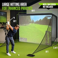 Enceinte de simulateur de golf pour entraînement 10x7ft en acier thermolaqué avec filet anti-déchirure, retour automatique de balles, barrières latérales silencieuses et poignée de transport