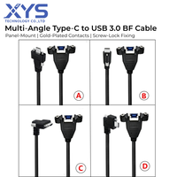 Kabel Ekstensi USB C Male ke USB 3.0 Female Panel Mount dengan Pengunci Sekrup