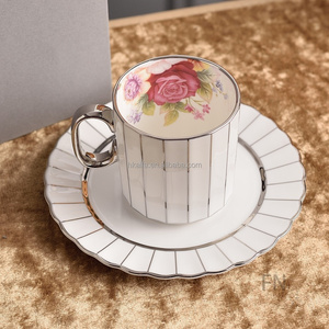 Hot Sale white and black Luxury Afternoon Tea Coffee <b>Cup</b> and saucer Bone China <b>Cup</b> <b>Set</b> - Product Image 2