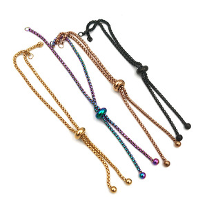 Stainless Steel Beaded <b>Bracelet</b> Chain <b>Adjustable</b> Pearl Rope DIY Jewelry Findings Gold Rose Gold Black Color Spring 2025 - Product Image 1