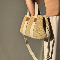 Sac fourre-tout de plage en raphia tressé fait main de haute qualité pour femme, sac à bandoulière de luxe pour l'été, vente en gros