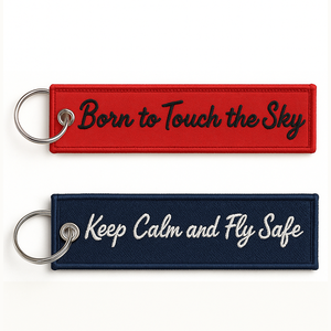 <b>Custom</b> Double Sided Embroidered Keychain Name Brand Logo Jet Tag <b>Key</b> <b>Ring</b> <b>Custom</b> Woven Embroidery <b>Key</b> Chain - Product Image 1