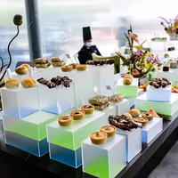 Nouveauté : Présentoir à buffet moderne en acrylique transparent, ensemble de cubes gigognes pour aliments, rehausseurs pour mariage, emballé en boîte