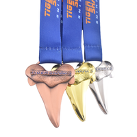Medallas Deportivas de Natación de Metal con Diente de Tiburón 3D de Australia al por Mayor, con Diseño Personalizado, Aleación de Zinc, Oro, Plata, Bronce, Premio de Natación