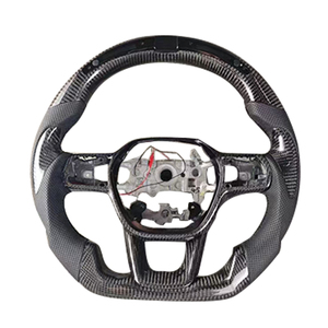 Volant de voiture en cuir perforé en fibre de carbone avec LED, design le plus récent, pour Honda Civic 11e génération - Product Image 1