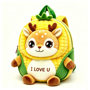 Customized Deer Character <b>Backpack</b> Yellow,Corn Themed Deer Plush <b>Backpack</b> for <b>Toddlers</b>, Plush Deer School Bag for Preschool - Product Image 3