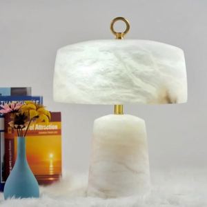 Bầu Không Khí Lãng Mạn Bằng Đá Cẩm Thạch Bàn Ánh Sáng Với Đồng Đầu Giường Điện Bàn Đèn Bìa Nắp Hình Dạng Thanh Lịch Bảng Đèn - Product Image 2