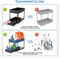 Support de rangement coulissant double couche pour évier de cuisine Type d'assaisonnement d'épices sur pied sur le comptoir en plastique durable