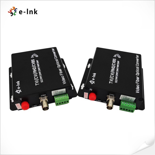 E-link CCTV Video Converter 1Ch 5MP HD-AHD/HD-CVI/HD-TVI/CVBS 4-in-1 Video Fiber Converter for PTZ Cameras