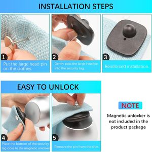 1000 Etiquetas Antirrobo EAS Cuadradas Mini de 8.2Mhz RF, Etiquetas Rígidas de Seguridad para Ropa para Tiendas de Ropa y Supermercados con Pasadores - Product Image 6