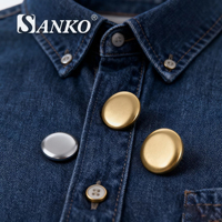 Boutons en alliage de zinc sans plomb SANKO de luxe, plaqué argent mat, logo personnalisé, couleur personnalisée, pour jeans, délai d'échantillon de 7 jours, denim