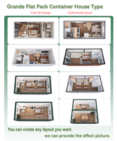 Conteneur pliable de 20 pieds, mur-rideau en verre, maison préfabriquée modulaire, bureau, maison, hôtel, café, studio, villa, bâtiment