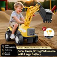 Mobil Excavator Elektrik untuk Anak Usia 2-4 Tahun, Pedal, Remote Control, Tahan Lama, MP3, Plastik, Konstruksi, Penggunaan Luar Ruangan, Baterai 6V
