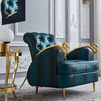 Meubles de salon italiens de luxe, fauteuil individuel, accoudoir en forme de serpent, pieds en bois de cuivre pur, ensemble en velours, contemporain pour la maison