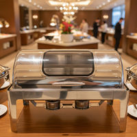 Edelstahl Chafing Dish Buffet-Set Rechteckiger Speisenwärmer mit Sichtfenster Alkohol-Chafing-Dishes für Hotel, Party und Hochzeit