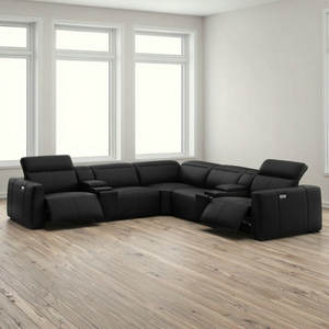 Set Sofa malas listrik bagian Modern kulit asli Modular pengisi daya dapat diperpanjang Hotel Vila furnitur teater Rumah - Product Image 1