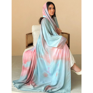 Abaya musulmane élégante en mousseline de soie respirante à imprimé numérique LEDUO pour l'Aïd Ramadan - Product Image 1