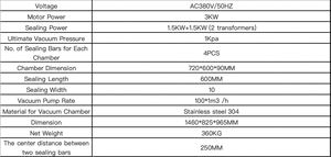 เครื่องซีลสูญญากาศอัตโนมัติแบบสองห้อง รุ่น DZ-600/4SC สำหรับงานเคมี  พร้อมแถบซีลสี่เส้น สำหรับบรรจุภัณฑ์แบบซองและกระดาษ - Product Image 2