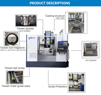 Centre d'usinage vertical CNC 3 axes VMC855 pour métaux, commande GSK, broche BT40, haute précision, usage intensif