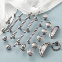 Poignées de meubles en laiton massif Offre Spéciale Boutons Poignée d'armoire en nickel brossé Bouton de tiroir en argent