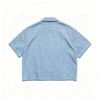 T-shirt personnalisé à manches courtes coupe ample avec broderie et imprimé, boutonné, rayé, style streetwear, crop top, chemise de travail pour homme