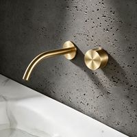 Mitigeur mural moderne à levier unique encastré 2 trous en cuivre pour lavabo, avec cartouche céramique, eau chaude/froide, design minimaliste moderne