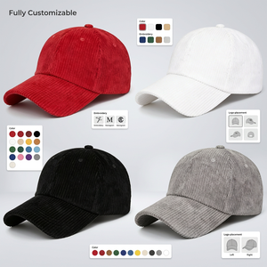 Casquettes de baseball sportives personnalisées en velours côtelé unisexe de haute qualité, imprimé de luxe automne-<span class=keywords><strong>hiver</strong></span>, broderie personnalisée, ajustables, avec fermoir métallique - Product Image 6