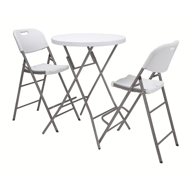 Table de cocktail ronde portable, en plastique, blanche, pour café, pique-nique, Portable, bon marché, pour fête commerciale, vente en gros