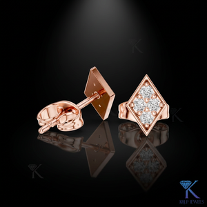 Lab Grown Diamond Geometric Rhombus Stud <b>Earrings</b> 4 Stone Cluster 18K <b>Solid</b> Gold Luxury Fine Women Jewelry Wedding Bridal - Product Image 3