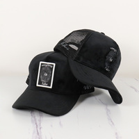 Gorra de camionero de malla en blanco de gamuza de camionero ajustable de 5 paneles con logotipo personalizado