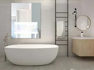 intelligentes led-licht beleuchtete badezimmerwand magischer spiegel für fernseher fabrik hotel großer rechteckiger touchscreen