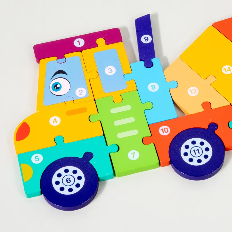New Design Wooden Tool Car 3D Puzzle Toys Educational Montessori Traffic Jigsaw Puzzle For Kids