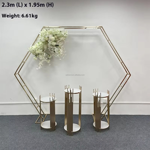Nuevo Arco de Boda Metálico Ecológico Marca FJ, Dimensiones de 2.5cm, Barras <span class=keywords><strong>Paralelas</strong></span> Geométricas, Estante Hexagonal, Fondo Mori - Product Image 4