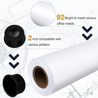Rollo de Papel Periódico para Ploter CAD, Recubierto por una Cara, Blanco, de 80g, para Dibujo de Planos de Ingeniería