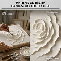Peinture décorative minimaliste 3D faite à la main, texture lourde, style Wabi Sabi, art mural floral rose sur mesure pour usine