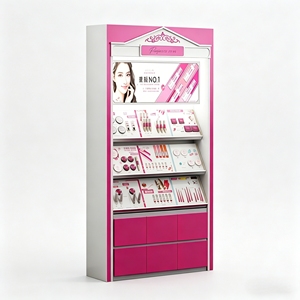 Kawaii Wooden Makeup <b>Display</b> <b>Rack</b> with LED Lighting & Drawers for Beauty Products Retail <b>Display</b> Cabinets - Product Image 1