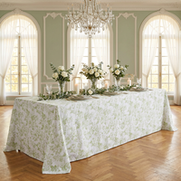 Nappe de luxe en gros pour grandes fêtes, mariages et banquets, nappe rectangulaire personnalisée imprimée bleue en polyester et coton