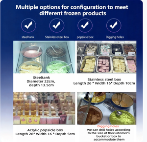 Vetrina Refrigerata per Gelato da 12-20 Vaschette, Congelatore da Banco con Base in Marmo per Gelateria - Product Image 2