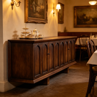 Console traditionnelle en bois sculpté à quatre portes, grande capacité, meuble buffet d'appoint pour entrée, couloir, salon