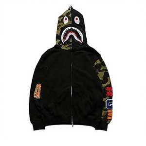 Sudaderas personalizadas de algodón con cremallera para parejas, sudaderas térmicas de alta calidad, <span class=keywords><strong>sudadera</strong></span> unisex con capucha de camuflaje y bordado de tiburón. - Product Image 4