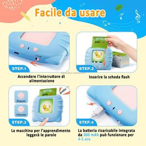 11 thèmes pour enfants 112 cartes 244 mots italien anglais parlant cartes Flash poche Audible discours parlant jouet d'apprentissage - Product Image 4