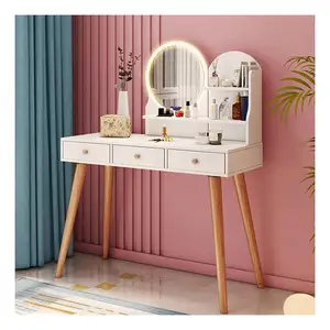 China Supplier New Brand Dresser With Mirror Makeup Dressing Table 360 Degree Rotatable Removable Vanity Mirror