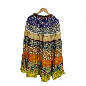 Nouvelle jupe évasée à volants pour femmes, jupe en soie d'été, jupe longue maxi - Product Image 1