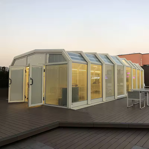 Terraza acristalada plegable de aluminio con recubrimiento en polvo de lujo, opción de techo con claraboya y sistema de iluminación LED integrado - Product Image 6
