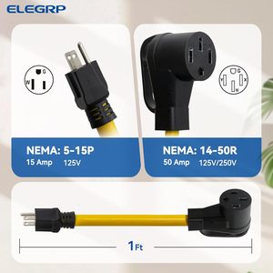 Cable Adaptador para RV ELEGRP de 15 a 50 Amperios, Convertidor Eléctrico, Adaptador de Cable de Alimentación para RV de Alta Resistencia para Remolques de Viaje - Product Image 2