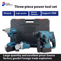 Ensemble d'outils électriques rechargeables OEM 3 pièces, perceuse à percussion sans fil, meuleuse d'angle, clé à chocs sans fil, portable, 1 an