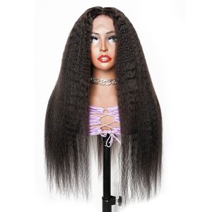 Tóc Giả Thẳng Yaki Kinky Không Dùng Keo 13X4 13X6 360 Tóc Thật Brazil Nguyên Chất Chưa Qua Xử Lý Tóc Giả Buộc Trước Cho Phụ Nữ Da Đen - Product Image 3