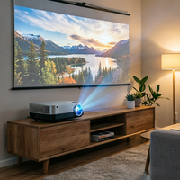 Projecteur Home Cinéma Natif 1080P avec Connexion WiFi Android Sans Fil pour Films en Intérieur et en Extérieur